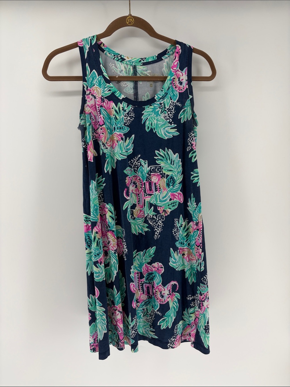 Lilly Pulitzer Navy Tropical Floral Tank Dress - Sleeveless XXS